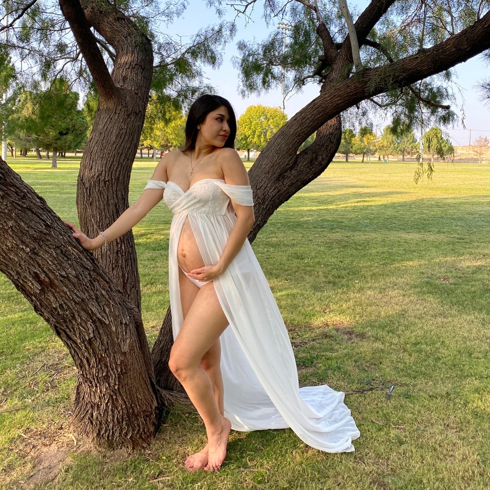 White Maternity Photoshoot Dress